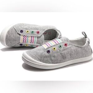 🌈 NEW FUNKYMONKEY CANVAS SLIP ON SHOES TODDLER GRAY RAINBOW TERRY LINING 10c!